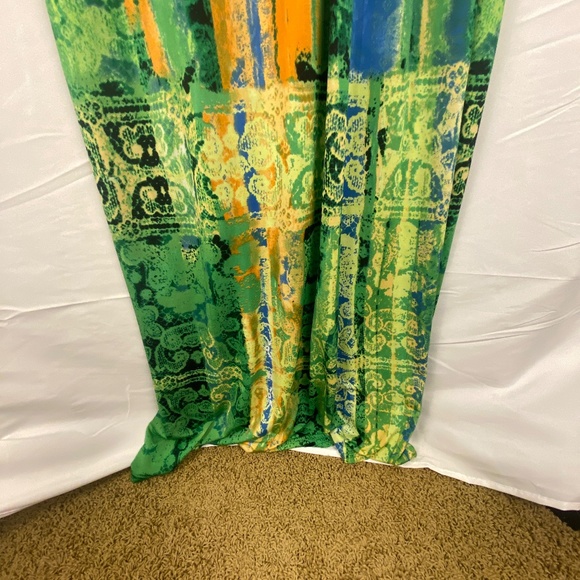 646 Main maxi dress, size 1XL / 2XL, green multi sundress sleeveless criss cross - Picture 4 of 12